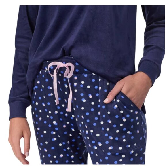 NWOT Nautica Henley Silky Fleece PJ Set | Navy - Picture 6 of 8